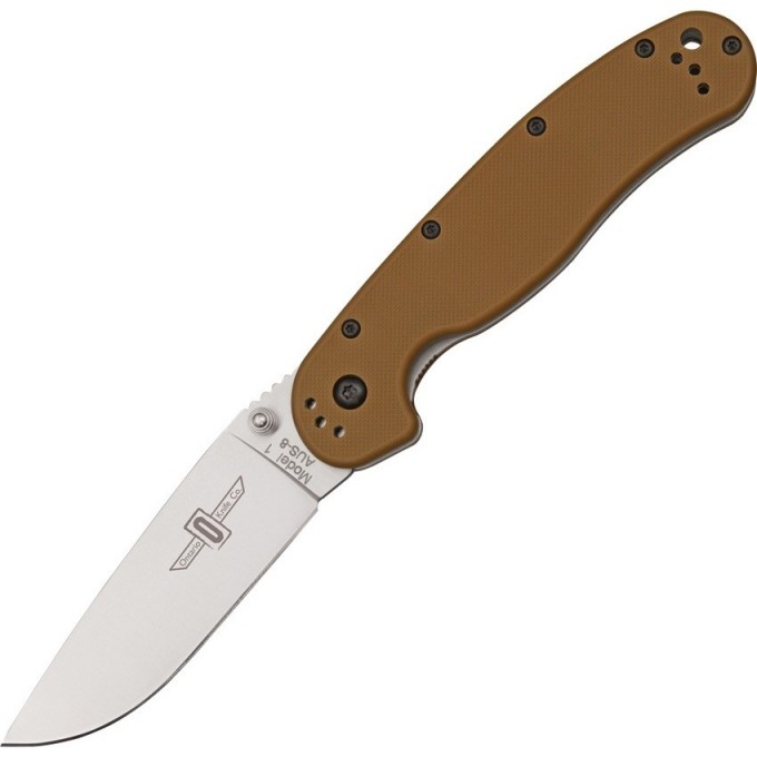 Нож складной ONTARIO RAT 1 коричневая нейлоновая рукоять, клинок AUS8 ON_8848CB